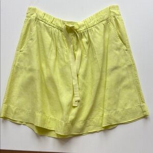 J.Crew Linen Flounce Mini Skirt- Neon Highlighter Yellow- Size 8